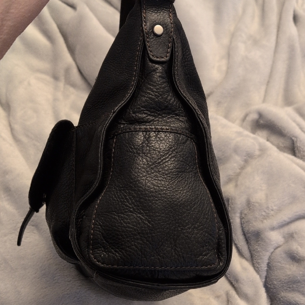 🌼Fossil Set🌼 Black Pebbled Leather Hobo Shoulder Bag & Wallet - Picture 6 of 16